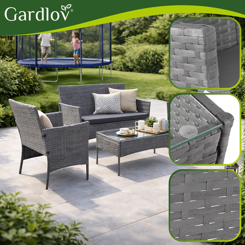 Gray rattan set za sjedenje - slika 6