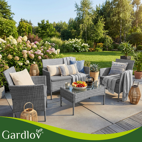 Gray rattan set za sjedenje - slika 4