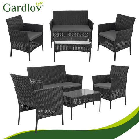 Black rattan set za sjedenje - slika 3