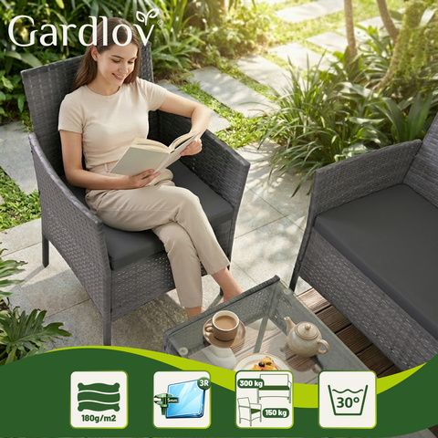 Gray rattan set za sjedenje - slika 7