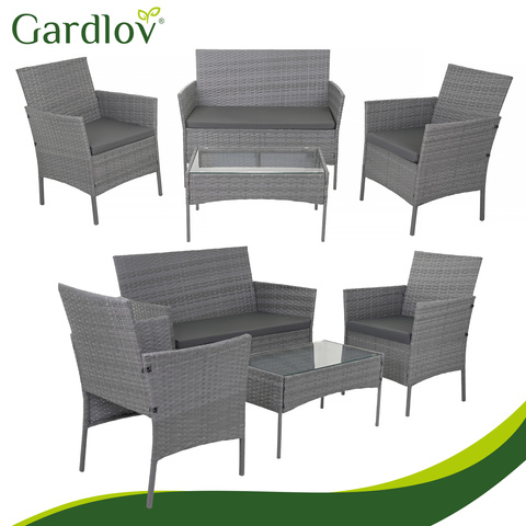 Gray rattan set za sjedenje - slika 3