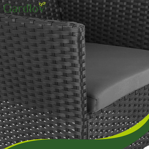 Black rattan set za sjedenje - slika 4